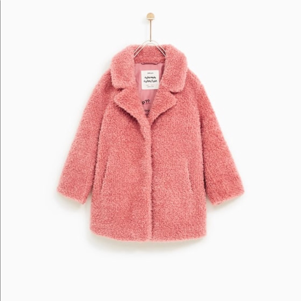 ZARA Pink Shearling Coat
